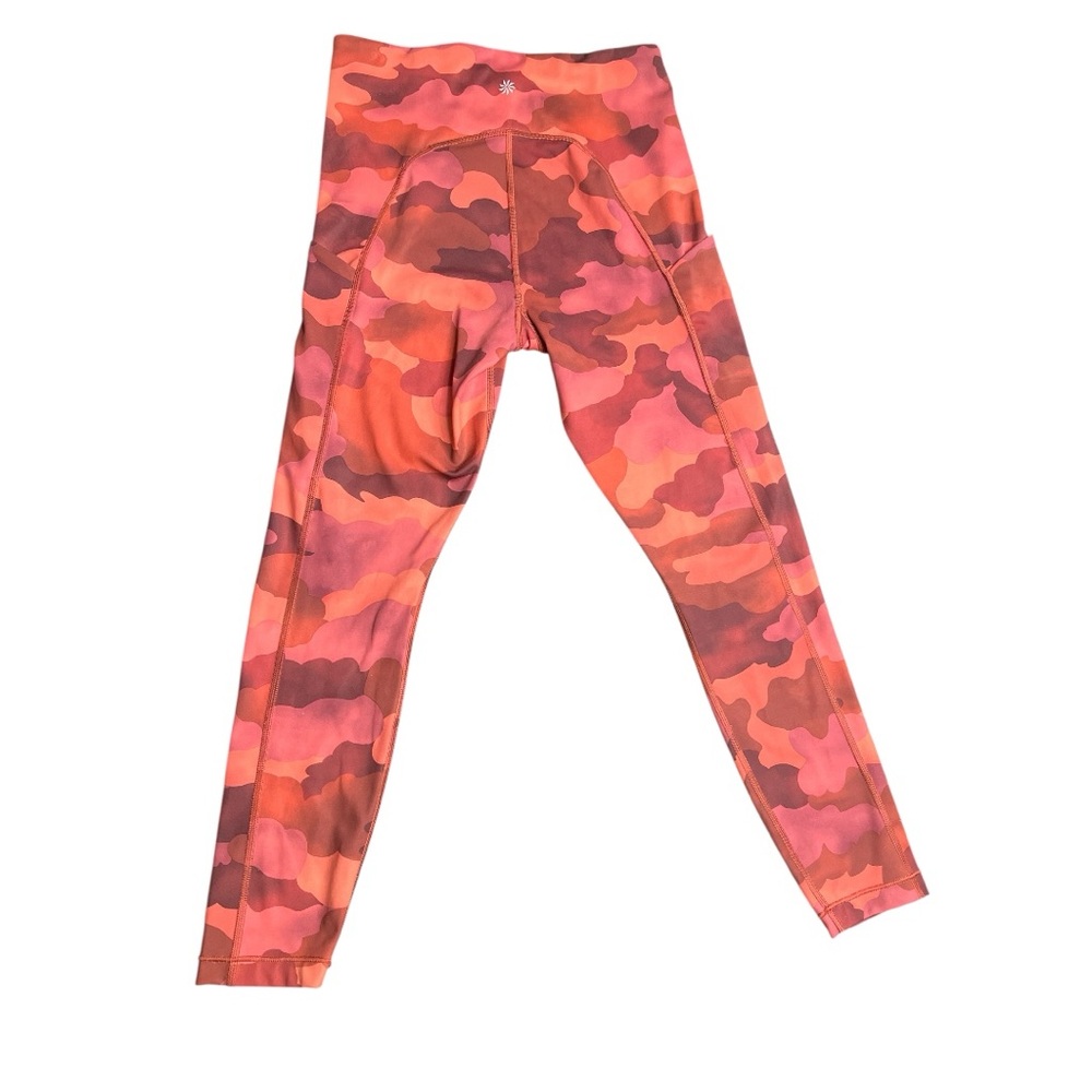 Athleta Orange and Pink Leggings High Waist Performance with leg tech pockets
